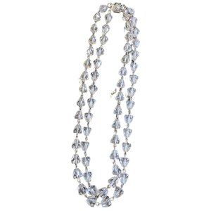 Antique Unique Cut Multi Faceted Double Crystal Necklace (A1842)